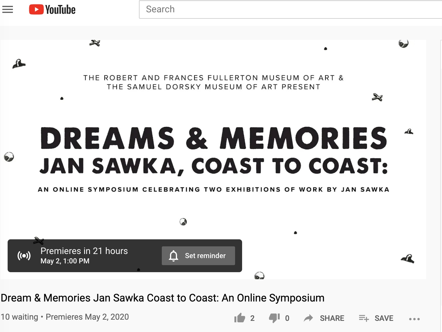 Symposium: Jan Sawka: Dreams and Memories Coast to Coast